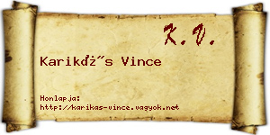 Karikás Vince névjegykártya